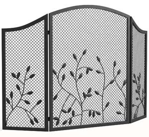HOMCOM Parascântei Șemineu Pliabil cu 3 Panouri, Protecție Metalică Rezistentă la Căldură, 122x1x74 cm, Negru | Aosom Romania