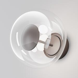 Maytoni Lampă de perete exterioară cu LED Velora, maro/transparent, Ø 20 cm, sticlă,, Maro / Rugină, Sticlă, Modern, glob