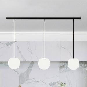 Casablanca Lampă suspendată Acai, alb/negru, lungă, cu 3 becuri, 16 cm, reglabil, Alb, Camera de zi / sufragerie, Sticlă