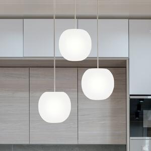 Casablanca Lampă suspendată Acai, albă, rotundă, cu 3 becuri, Ø 16 cm, E27, reglabil, Alb, Camera de zi / sufragerie, Sticlă
