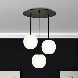 Casablanca Lampă suspendată Acai, alb/negru, rotundă, cu 3 becuri, 16 cm, reglabil, Alb, Camera de zi / sufragerie, Sticlă