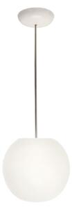 Casablanca Lampă suspendată Acai, albă, sticlă, Ø 21 cm, E27, reglabil, Alb, Camera de zi / sufragerie, Sticlă