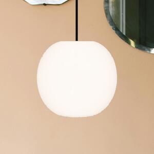 Casablanca Lampă suspendată Acai, alb/negru, sticlă, Ø 21 cm, E27, reglabil, Alb, Camera de zi / sufragerie, Sticlă
