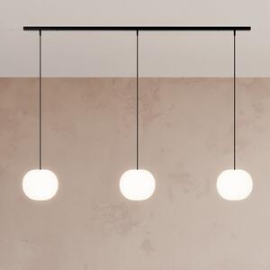 Casablanca Lampă suspendată Acai, alb/negru, lungă, cu 3 becuri, 21 cm, reglabil, Alb, Camera de zi / sufragerie, Sticlă
