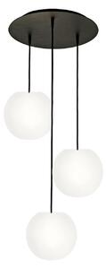 Casablanca Lampă suspendată Acai, alb/negru, rotundă, cu 3 becuri, 21 cm, reglabil, Alb, Camera de zi / sufragerie, Sticlă