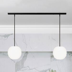 Casablanca Lampă suspendată Acai, alb/negru, lungă, cu 2 becuri, 21 cm, reglabil, Alb, Camera de zi / sufragerie, Sticlă