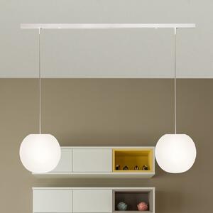 Casablanca Lampă suspendată Acai, albă, lungă, cu 2 becuri, Ø 21 cm, E27, reglabil, Alb, Camera de zi / sufragerie, Sticlă