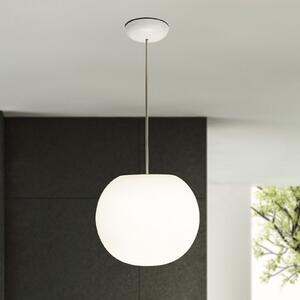Casablanca Lampă suspendată Acai, albă, sticlă, Ø 26 cm, E27, reglabil, Alb, Camera de zi / sufragerie, Sticlă