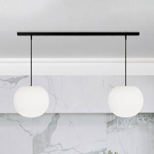 Casablanca Lampă suspendată Acai, alb/negru, lungă, cu 2 becuri, 26 cm, reglabil, Alb, Camera de zi / sufragerie, Sticlă