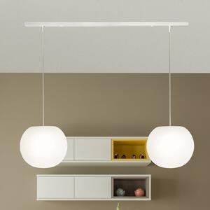 Casablanca Lampă suspendată Acai, albă, lungă, cu 2 becuri, Ø 26 cm, E27, reglabil, Alb, Camera de zi / sufragerie, Sticlă