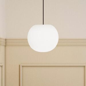 Casablanca Lampă suspendată Acai, alb/negru, sticlă, Ø 26 cm, E27, reglabil, Alb, Camera de zi / sufragerie, Sticlă