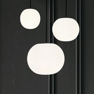 Casablanca Lampă suspendată Acai, alb/negru, 16 cm/21 cm/26 cm, reglabil, Alb, Camera de zi / sufragerie, Sticlă