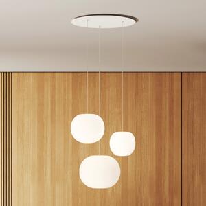 Casablanca Lampă suspendată Acai, albă, cu 3 becuri, 16 cm/21 cm/26 cm, reglabil, Alb, Camera de zi / sufragerie, Sticlă