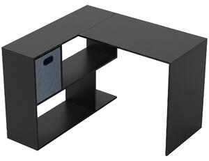 HOMCOM Birou în Formă de L cu Raft și Sertar din Țesătură, 110x100x75 cm, Negru | Aosom Romania