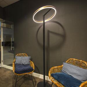 SLV Lampadar LED One Straight, negru/alamă, 2700/3000 K, reglabil, Auriu / Alamă, Camera de zi / sufragerie, Metal, Modern