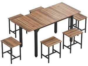 HOMCOM Set Masă Da Dining Extensibil 160 cm Cm, Negru Nuc | Aosom Romania