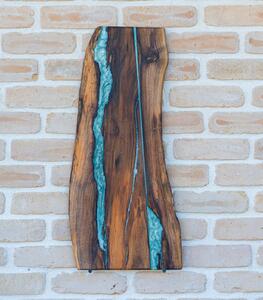 River Flow Panorama – Platou XXL din Nuc Masiv - 88x30 cm