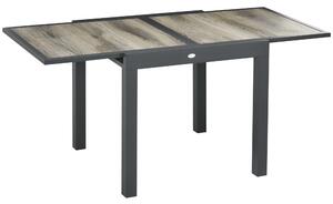 Outsunny Masă de Grădină Extensibilă 80/160x80x75 cm, Masă de Dining pentru 6 Persoane Dreptunghiulară din Aluminiu cu Blat din Plastic, pentru Terasă, Balcon și Exterior, Bej | Aosom Romania