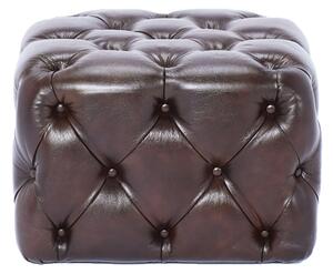 Taburet Fleming din piele SaddleBrown