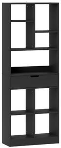 HOMCOM Bibliotecă Modernă din Lemn cu Sertar Central și Kit Antirăsturnare, 60x26x158 cm, Negru | Aosom Romania