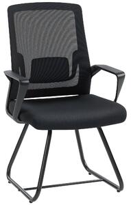 HOMCOM Scaun de Birou Fără Roți Ergonomic cu Brațe pentru Sala de Așteptare, Negru | Aosom Romania