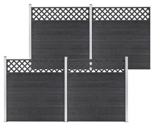 Set de gard, 4 pătrate, gri, 699 x 185, WPC