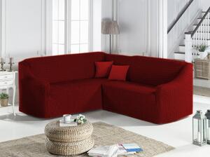 Husa elastica si creponata pentru coltar, fara volanas, culoare Bordo
