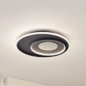 Lindby Plafonieră LED Inessa, Ø 51 cm, negru, CCT, dimabil, reglabil, Negru, Camera de zi / sufragerie, Metal, Modern