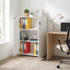 Bibliotecă Adore Rio cu 2 Uși, Cheie și 3 Rafturi, 72x109x34 cm Alb