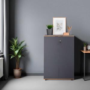 Bibliotecă Adore Rio cu 2 Uși, Cheie și 3 Rafturi, 72x109x34 cm Antracit