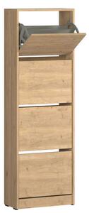 Pantofar Adore Compact XL, 16 Perechi, 4 Compartimente, Alb - Natur, 51x157x26 cm Stejar