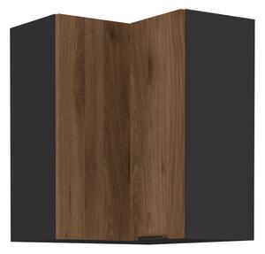 KONDELA Dulap de colţ superior, nuc okapi/negru, MENZO 60x60 GN-72 2F