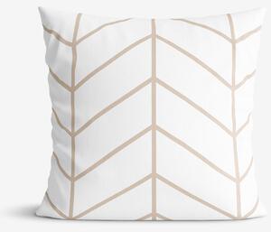 Goldea față de pernă 100% bumbac - zig-zag bej pe alb 50 x 50 cm