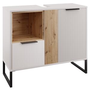 KONDELA Dulap sub chiuvetă, alb/stejar artisan, CUBO CUB03