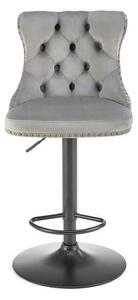 Scaun bar H117, gri/negru, stofa catifelata/otel, 47x52x96/118 cm