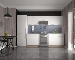 Set bucatarie DARIA, alb/stejar sonoma, PAL laminat, 240 cm