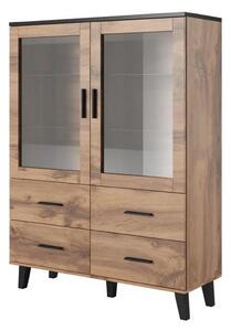 Vitrina LOTTA, stejar wotan/negru, PAL, 120x45x160 cm