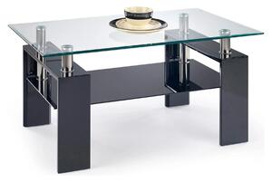 Masuta cafea DIANA H, transparent/negru, 110x60x55 cm