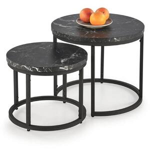 Set 2 masute cafea OREO, negru cu efect de marmura