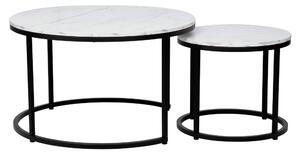 KONDELA Măsuţe de cafea, set de 2, alb/negru, CIRKO
