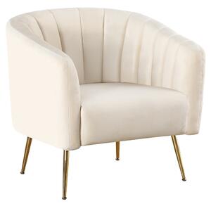 KONDELA Fotoliu de design, ţesătură Velvet bej/gold crom-auriu, BAGY
