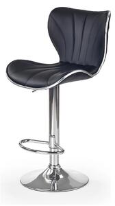 Scaun bar H69, negru/crom, piele ecologica/otel, 48x55x91/111 cm
