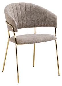 KONDELA Fotoliu de sufragerie de design, textil maro/gold crom auriu, DASMIN TIP 1