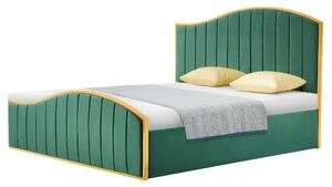 KONDELA Pat cu somieră, 180x200, verde ţesătură Velvet/auriu crom auriu, GEORGIA