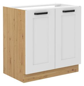 KONDELA Dulap pentru chiuvetă, alb/stejar artizan, LULA 80 ZL 2F BB