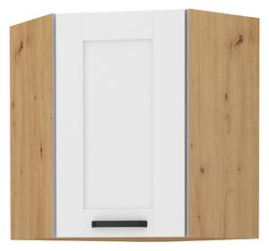 KONDELA Dulap superior, de colţ, alb/stejar artizan, LULA 58x58 GN-72 1F