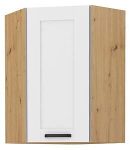 KONDELA Dulap superior, de colţ, alb/stejar artizan, LULA 58x58 GN-90 1F