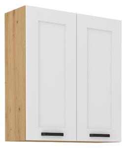 KONDELA Dulap superior, alb/stejar artizan, LULA 80 G-90 2 F