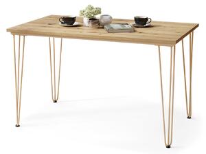 Mazzoni HAIRPIN S-120 Stejar Artisan/Bej - MASĂ LOFT PENTRU BUCĂTĂRIA SUFRAGERIE LIVING MODERNĂ/BOHO