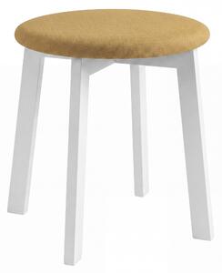 MAZZONI EXPORT Taburet rotund ZOI Caramel (Storm 45) / cadru din lemn de fag alb